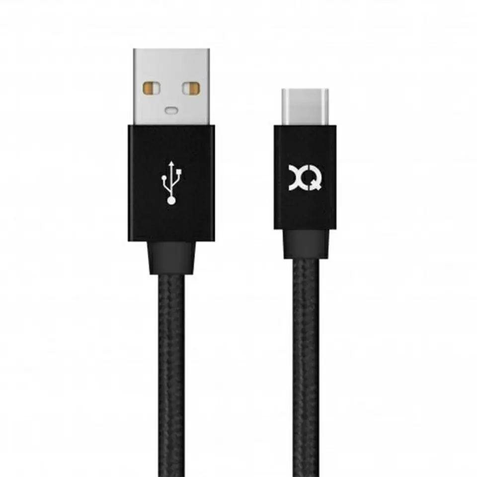 ⁨Xqisit kabel Cotton USB C 3.0 czarny /black 1.8m 27749⁩ w sklepie Wasserman.eu