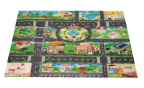 ⁨City street play mat + road signs waterproof color 130x100cm⁩ at Wasserman.eu