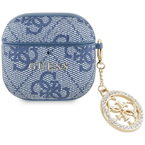 ⁨Etui Guess 4G Strass Charm do AirPods 4niebieski⁩ w sklepie Wasserman.eu