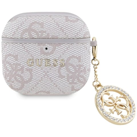 ⁨Etui Guess 4G Strass Charm do AirPods 4  różowy⁩ w sklepie Wasserman.eu