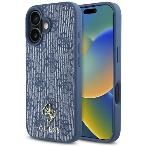 ⁨Etui Guess HC PU 4G Small 4G and Classic do iPhone 16 MagSafe niebieski⁩ w sklepie Wasserman.eu