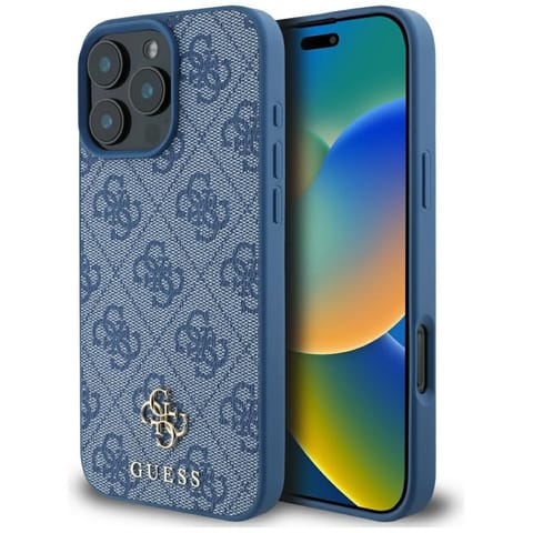 ⁨Etui Guess HC PU 4G Small 4G and Classic do iPhone 16 Pro MagSafe niebieski⁩ w sklepie Wasserman.eu