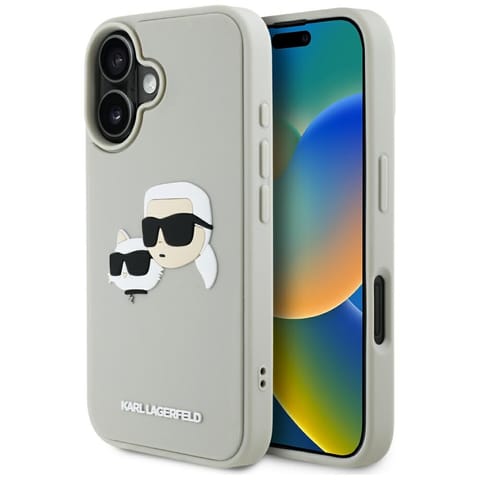⁨Etui Karl Lagerfeld HC 3D Rubber Double  Heads do iPhone 16 beżowy⁩ w sklepie Wasserman.eu
