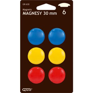 ⁨Magnesy do tablic Grand śr.30mm 3 kolory (3x2)⁩ w sklepie Wasserman.eu