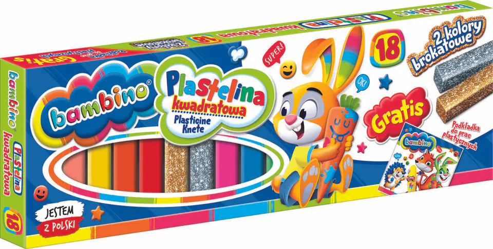 ⁨BAMBINO Square plasticine 18 colors⁩ at Wasserman.eu