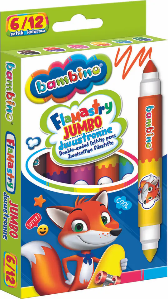 ⁨BAMBINO Double-sided felt-tip pens Jumbo 6 pieces/12 colours⁩ at Wasserman.eu