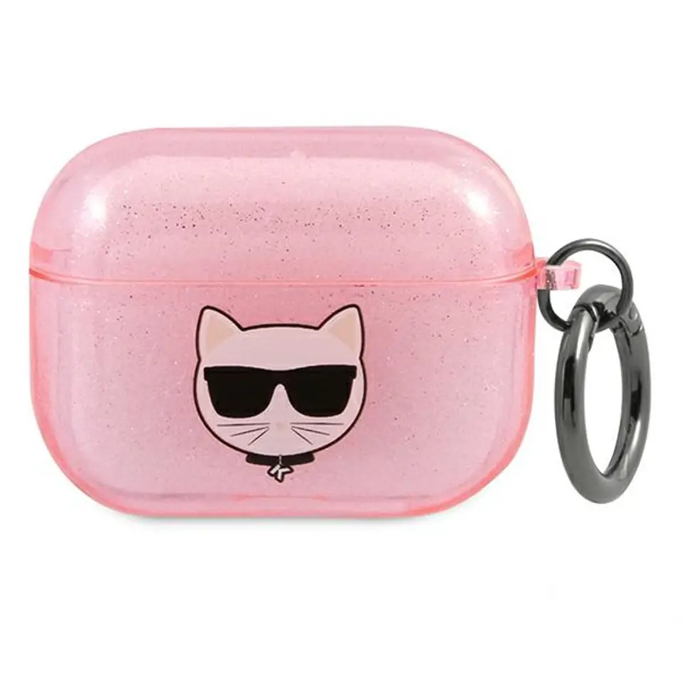 ⁨Karl Lagerfeld KLA3UCHGP AirPods 3 cover różowy/pink Glitter Choupette⁩ w sklepie Wasserman.eu