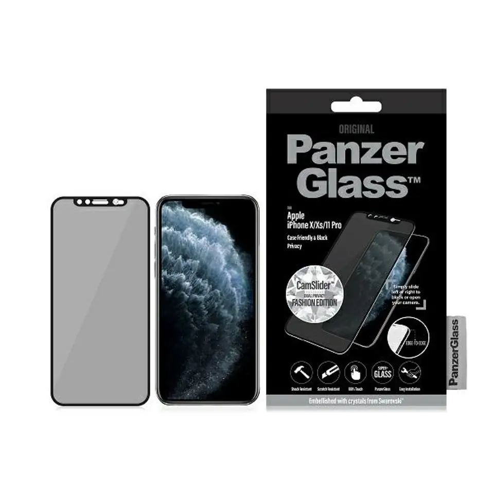 PanzerGlass E2E Super+ iPhone X/Xs/11 Pro Case Friendly Swarovsky CamSlider Privacy czarny/black w sklepie Wasserman.eu