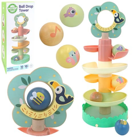 ⁨WOOPIE GREEN Drewniany Kulodrom Tor Kulkowy Sensoryczny Edukacyjny 6 el.⁩ w sklepie Wasserman.eu