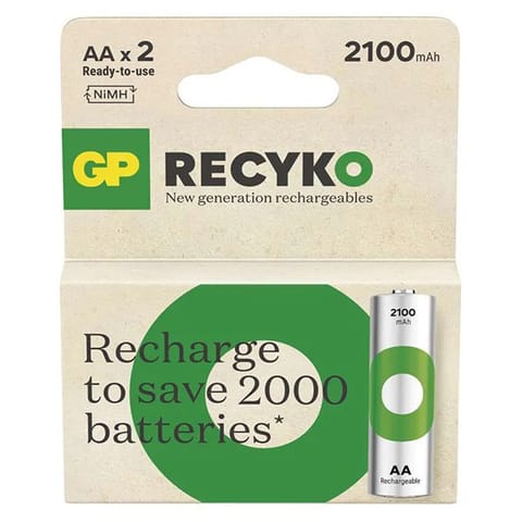 ⁨Akumulatorki, AA (HR6), 1.2V, 2100 mAh, GP, kartonik, 2-pack, ReCyko⁩ w sklepie Wasserman.eu