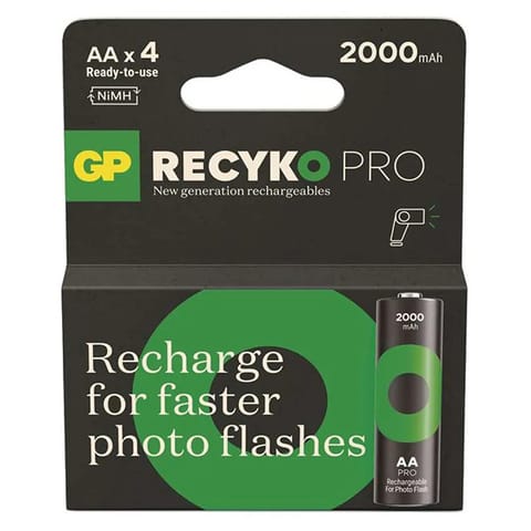 ⁨Akumulatorki, AA (HR6), 1.2V, 2000 mAh, GP, kartonik, 4-pack, ReCyko Pro Photo Flash⁩ w sklepie Wasserman.eu