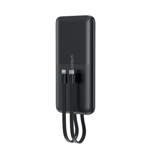 Powerbank 10000 mAh 22.5W USB-A USB-C micro USB z kablem USB-C i Lightning - czarny w sklepie Wasserman.eu