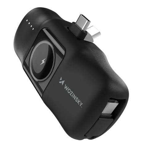 Mini powerbank 5000mAh 15W USB-C i ładowarką do Apple Watch - czarny w sklepie Wasserman.eu