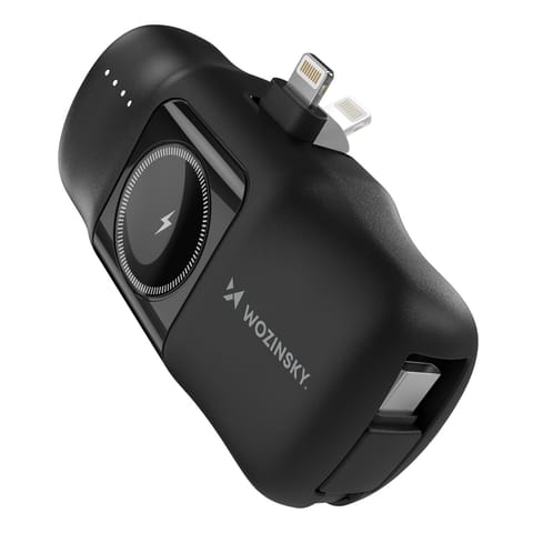 Mini powerbank 5000mAh 15W iPhone Lightning i ładowarką do Apple Watch - czarny w sklepie Wasserman.eu