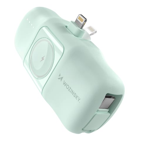 Mini powerbank 5000mAh 15W iPhone Lightning i ładowarką do Apple Watch - zielony w sklepie Wasserman.eu