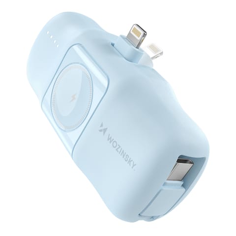 Mini powerbank 5000mAh 15W iPhone Lightning i ładowarką do Apple Watch - niebieski w sklepie Wasserman.eu