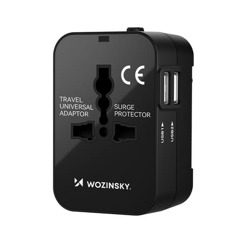 ⁨Adapter podróżny ładowarka uniwersalna 24W UE / US / AUS / UK / 2x USB-A - czarny⁩ w sklepie Wasserman.eu
