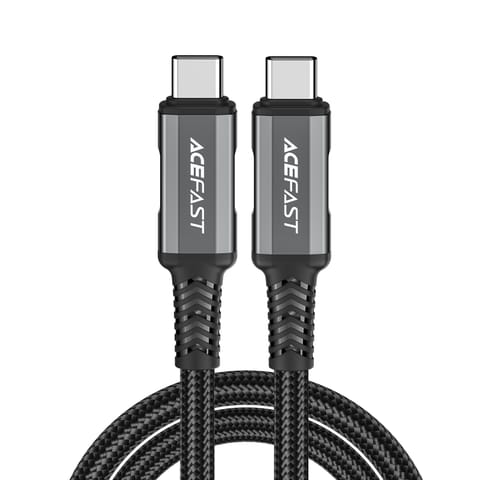 ⁨Kabel przewód USB-C USB4 PD3.1 5A do transmisji danych i Video 4K 1m - szaro-czarny⁩ w sklepie Wasserman.eu