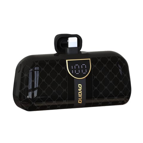 Mini powerbank 5000mAh do telefonu iPhone Lightning i USB-C - czarny w sklepie Wasserman.eu