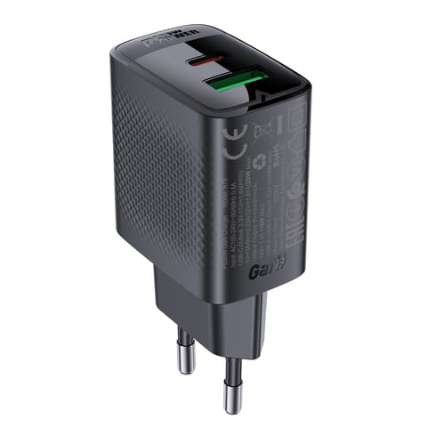 ⁨Ładowarka sieciowa A78 GaN USB-A USB-C PD 20W - czarna⁩ w sklepie Wasserman.eu