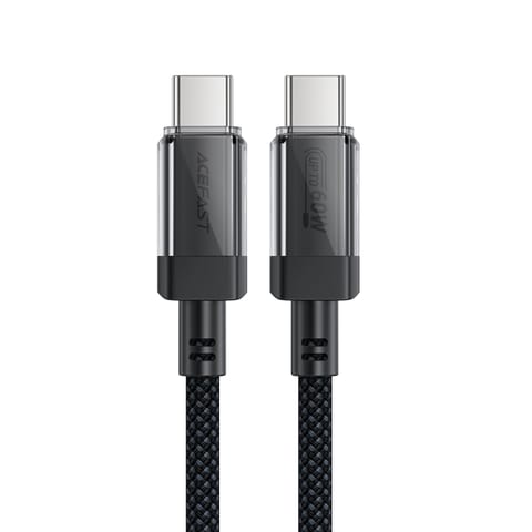 Kabel przewód USB-C z nylonowym oplotem PD 60W 480Mb/s - czarny w sklepie Wasserman.eu
