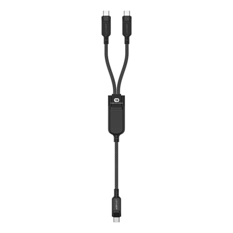⁨2w1 Kabel przewód podwójny USB-C - 2x USB-C 100W 480Mb/s - czarny⁩ w sklepie Wasserman.eu