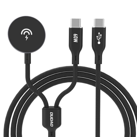 2w1 Kabel przewód z ładowarką do Apple Watch + wtyczka USB-C PD 60W - czarna w sklepie Wasserman.eu