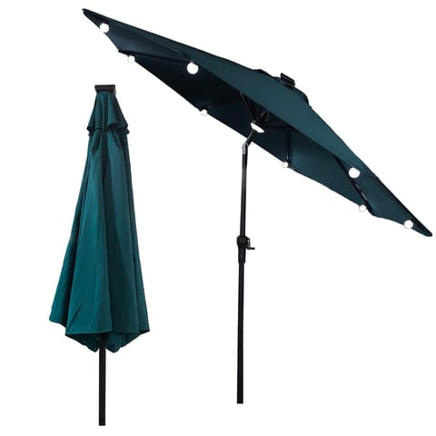 ⁨PARASOL OGRODOWY Z OŚWIETLENIEM ŻARÓWKI LED 270CM TURKUSOWY⁩ w sklepie Wasserman.eu