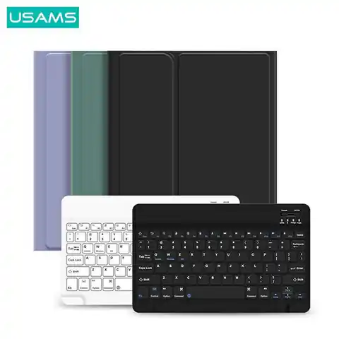 ⁨USAMS Etui Winro z klawiaturą iPad 10.2" fioletowe etui-biała klawiatura/purple cover-white keyboard IP1027YR03 (US-BH657)⁩ w sklepie Wasserman.eu
