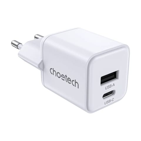 ⁨Ładowarka sieciowa Choetech PD30W Dual Ports 1C1A (biała)⁩ w sklepie Wasserman.eu