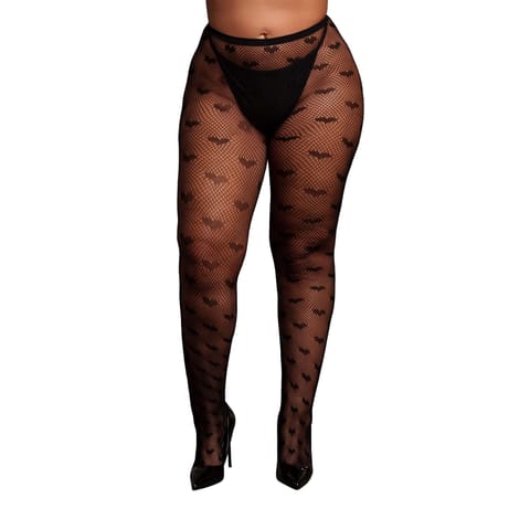 ⁨Heart Patterned Tights - Plus Size - Black (kolor czarny, rozmiar Plus Size)⁩ w sklepie Wasserman.eu