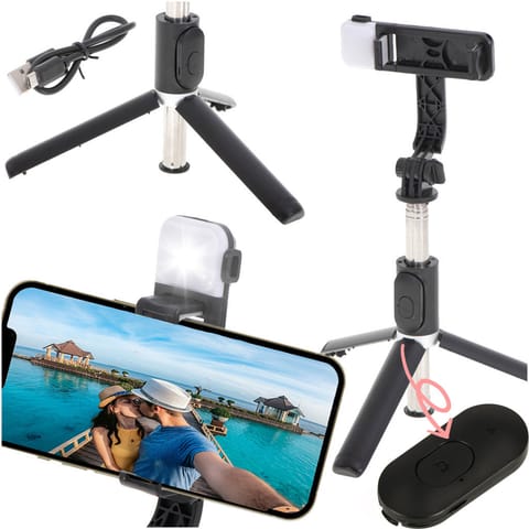 ⁨Selfie holder stick with tripod tripod black⁩ at Wasserman.eu