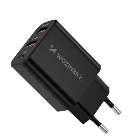 Ładowarka sieciowa 30W USB-C 2x USB-A - czarny w sklepie Wasserman.eu