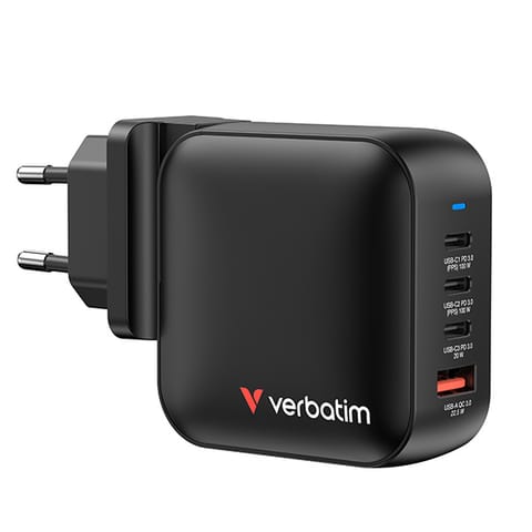 ⁨Ładowarka GaN Verbatim, USB 3.0, USB C, szara, 65 W, wymienne końcówki  C,G,A⁩ w sklepie Wasserman.eu