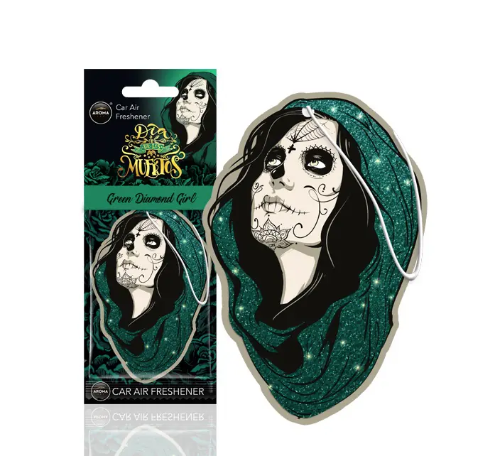 ⁨Air freshener muertos green diamond girl⁩ at Wasserman.eu