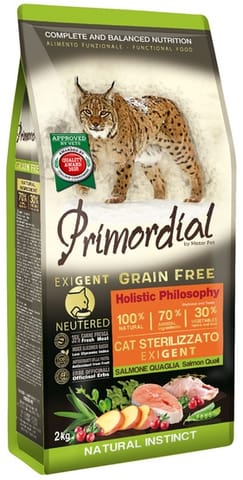 Primordial Cat Grain Free Neutered Exigent Salmon & Quail 2kg w sklepie Wasserman.eu