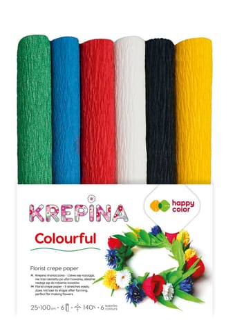 ⁨Krepina marszczona 25x100cm MIX Colorful 6 kol. 6 rolek⁩ w sklepie Wasserman.eu