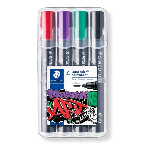 ⁨Marker Lumocolor ART wodoodporny okrągła końcówka 4 kol. w etui Staedtler⁩ w sklepie Wasserman.eu