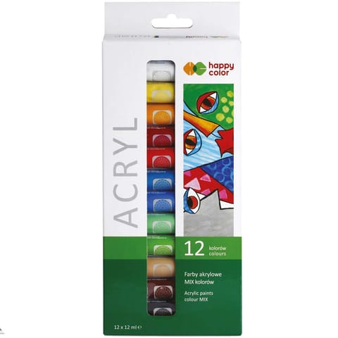 Farba akrylowa hobby zestaw 12 kolorów x 12 ml w sklepie Wasserman.eu