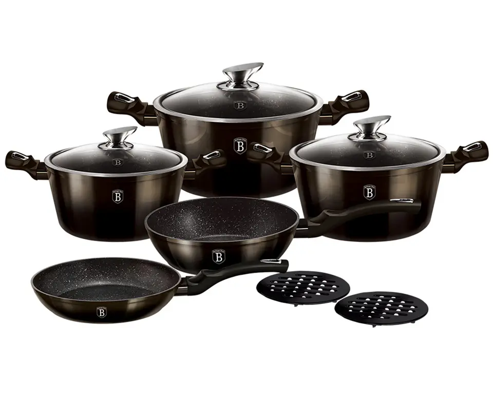 ⁨SET OF POTS 13 ELEM. BERLINGER HAUS BH-6615 SHINY BLACK⁩ at Wasserman.eu