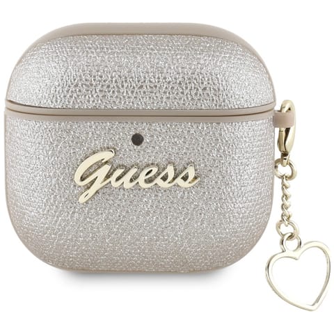 ⁨Etui Guess Metallic Script Charm do      AirPods 4 złoty⁩ w sklepie Wasserman.eu