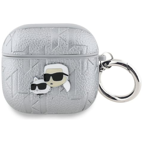 ⁨Etui Karl Lagerfeld Monogram Karl &      Choupette Head do AirPods 4 srebrny⁩ w sklepie Wasserman.eu