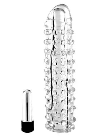 ⁨Penis cap with vibration length 16cm, transparent⁩ at Wasserman.eu