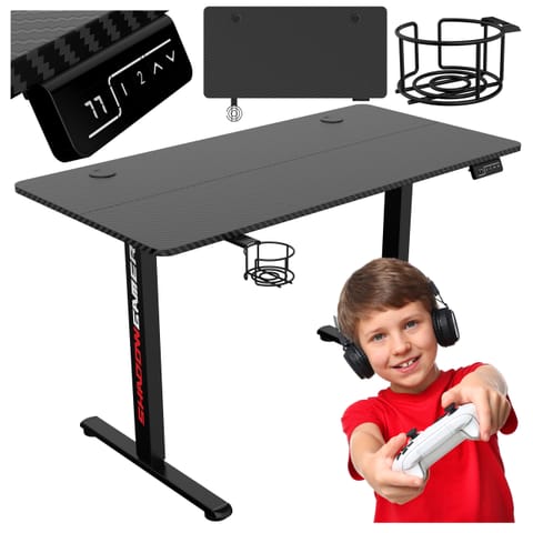 ⁨Biurko gamingowe SHADOW GAMER elektryczne 1.0 czarne 120 cm⁩ w sklepie Wasserman.eu