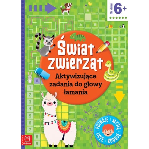 ⁨Świat zwierząt. Aktywizujące zadania do głowy łamania. Poznaję, myślę, liczę, koduję⁩ w sklepie Wasserman.eu