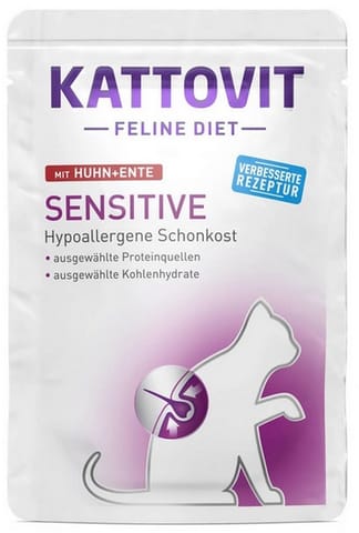 ⁨Kattovit Feline Diet Sensitive kurczak i kaczka saszetka 85g⁩ w sklepie Wasserman.eu