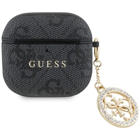 ⁨Etui Guess 4G Strass Charm do AirPods 4 czarny⁩ w sklepie Wasserman.eu