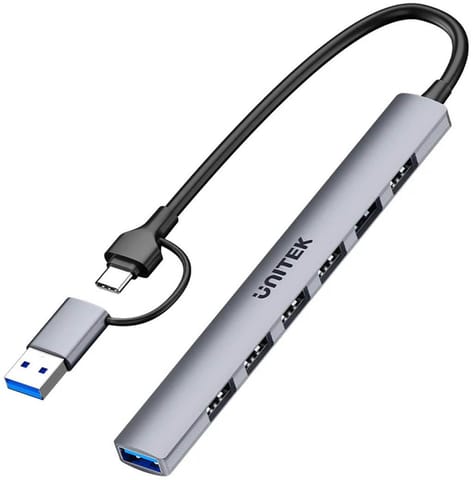 ⁨Unitek Hub USB-A/C 7w1 z adapterem⁩ w sklepie Wasserman.eu