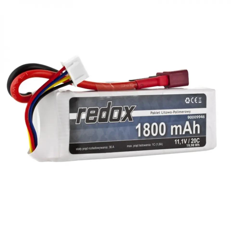 ⁨Package Rechargeable Battery Redox LiPo 11.1V 1800mAh 20c⁩ at Wasserman.eu