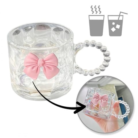 Szklanka opalizująca kokardka z uchem do kawy, drinków 1szt 260ml SZK80 w sklepie Wasserman.eu